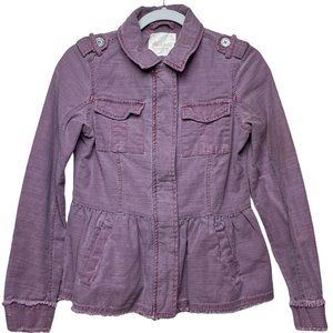 (128) Altar’d State Purple Peplum Military Denim Jacket